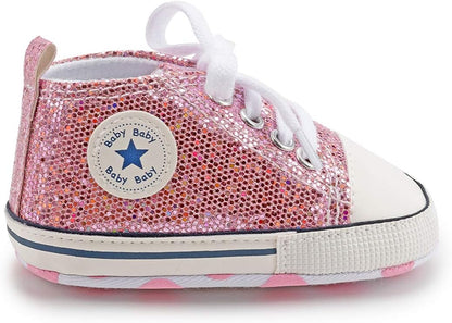 Unisex Baby Boy Girl Canvas Sneaker Soft Sole Ankle Infant First Walkers Crib Shoe