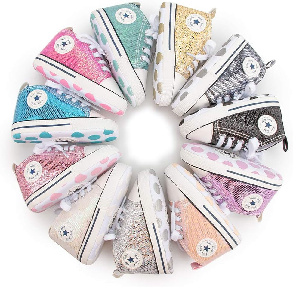 Unisex Baby Boy Girl Canvas Sneaker Soft Sole Ankle Infant First Walkers Crib Shoe