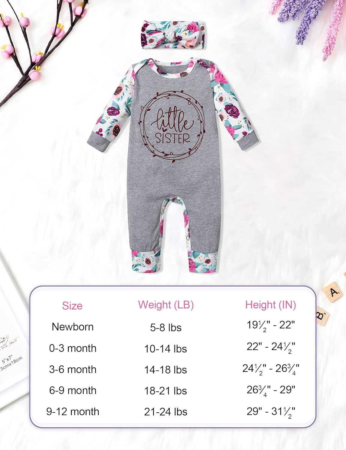 Newborn Baby Girl Clothes Floral Long Sleeve Footless Romper Jumpsuit Cotton